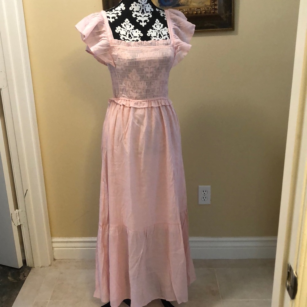 🌝 Moon River Cap Flutter sleeve/shoulder elastic bodice, ruffle tiered hem maxi